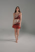 Carmelita Linen Mini Skirt / Red Tropical Landscape